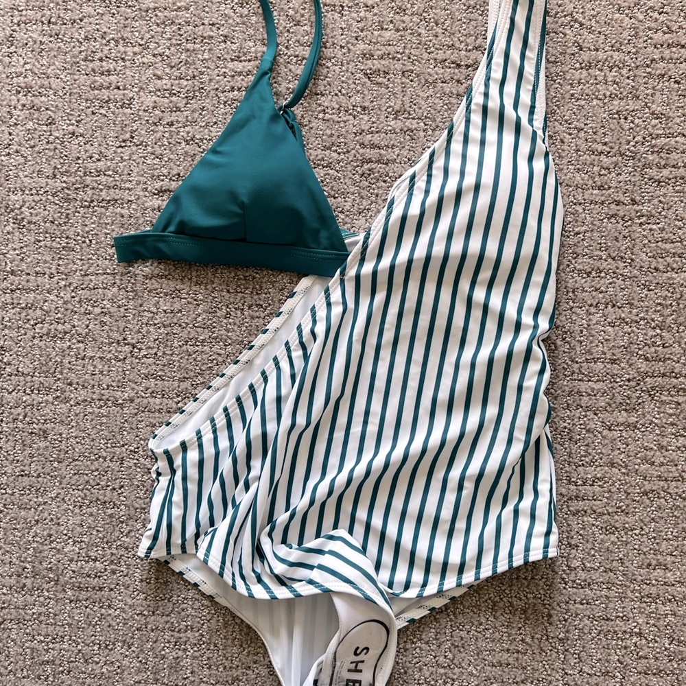 Brand new swimsuit! Teal and white color; size L